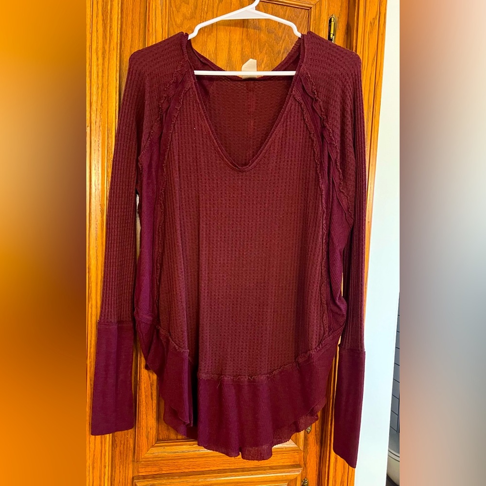 We the free burgundy long sleeve tee